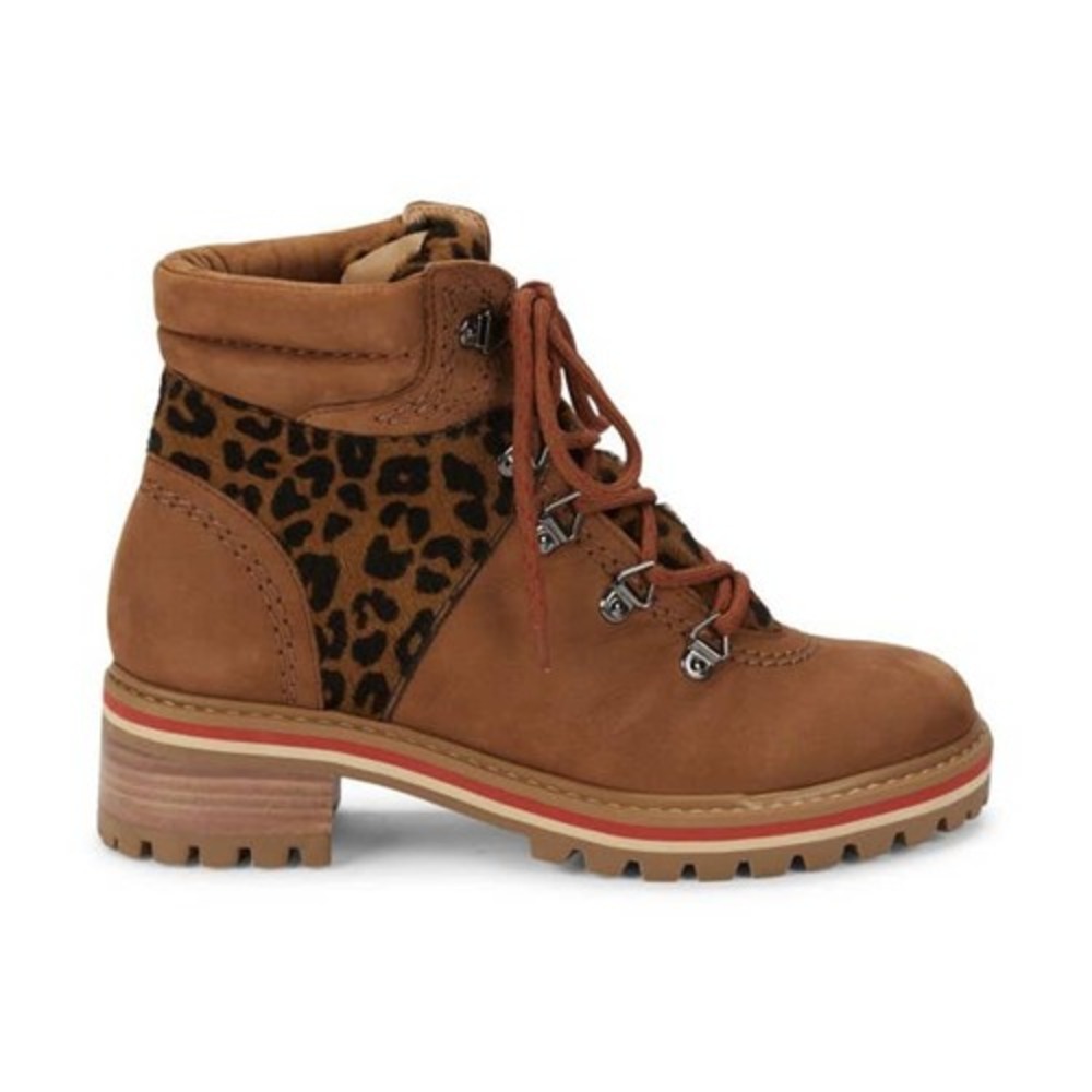 Schutz Suede Leopard Calf Hair Boots Tan Lace Up Sz 9.5 Gorpcore Streetwear
